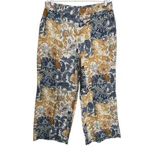 Eye Catching Floral Pants Wide Leg Linen Blend